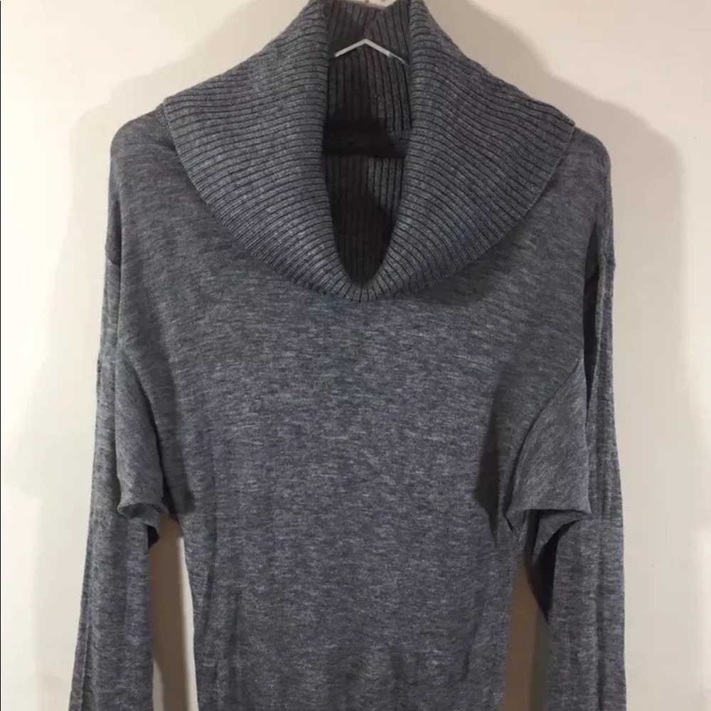 Le Chateau Women Cowl Neck Sweater Grey Wool Blend Small Dolman Sleeve